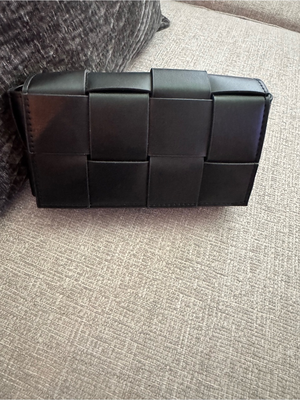 Source Unknown Black Woven-Panel Crossbody Clutch